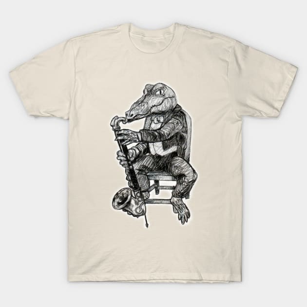 Carnival Animals - Crocodile playing Bass Clarinet T-Shirt by SSBDguy75